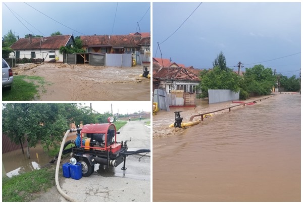 Inundații în Buziaș! Au fost chemați pompierii din timpul liber FOTO