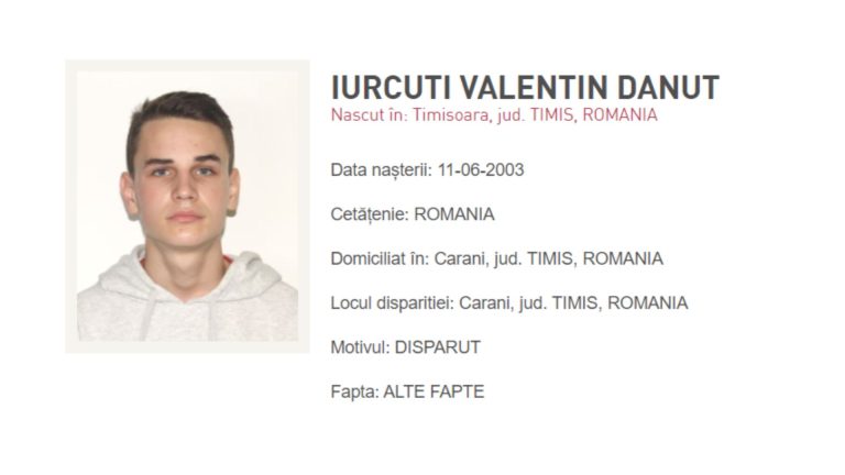 Valentin a fost găsit. Tânărul este teafăr și nevătămat