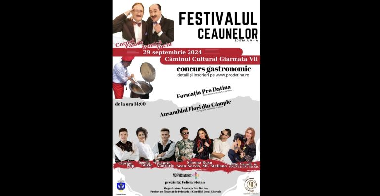 Primăria și Consiliul Local Ghiroda și Asociația Pro Datina, vă invită la Festivalulul Ceaunelor din Giarmata Vii.