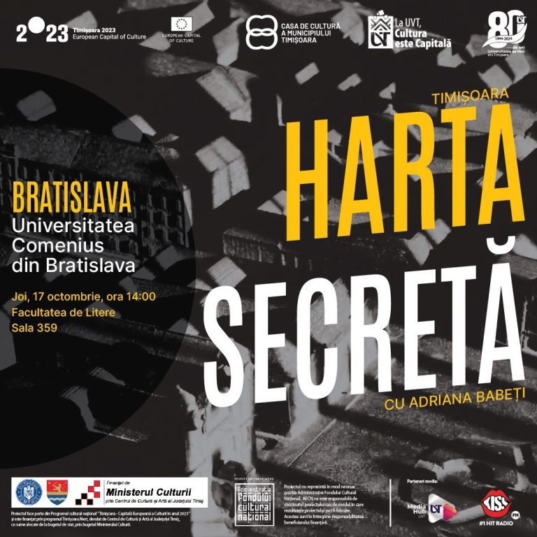 Turneu al documentarelor „Timișoara. Harta secretă: oameni și locuri” în Europa Centrală, alături de „Dicţionarul romanului central-european din secolul XX”