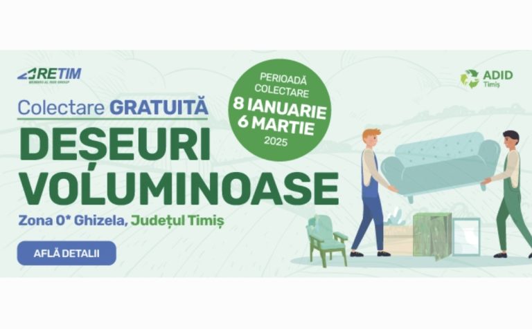 Colectarea gratuită a deșeurilor voluminoase în Zona 0 Ghizela – o campanie trimestrială organizată de RETIM și ADID Timiș